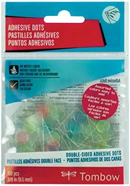 Tombow 52139 Adhesive Dots, Assorted Colors, 100-Pieces. Quick, Clean, and  Easy to Use for an Instant, Permanent Bond 